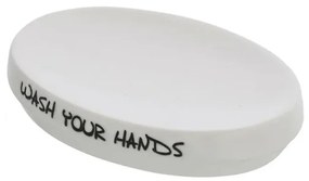 Portasapone da appoggio bianco linea Wash con scritte nere