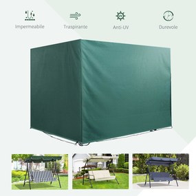 Telo Copertura per Dondolo e Mobili da Giardino Impermeabile Verde 215x155x150 cm...