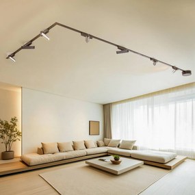 Sistema di binari Lumaro, punti luce, a 7 luci, nero, 48 V, dimmerabile Lumaro 48V Lindby,, Nero, Soggiorno / Sala da pranzo, Alluminio, Moderno