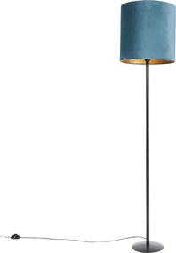 Lampada da terra con paralume in velluto nero blu con oro 40 cm - Simplo