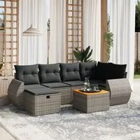 Set Divani da Giardino 7 pz con Cuscini Grigio in Polyrattan 3265064