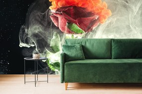 Carta da parati – Rose con elementi astratti
