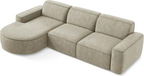 Divano angolare beige (con penisola a sinistra/con chaise lounge) con rivestimento in ciniglia Omao – Makamii