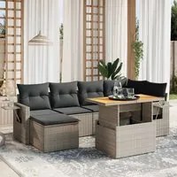 Set Divani da Giardino 7 pz con Cuscini Grigio in Polyrattan 3271858