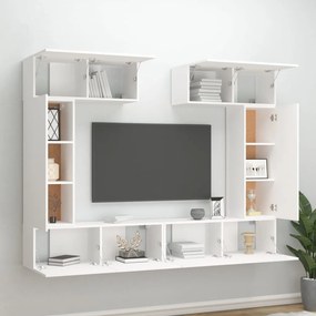 Set di mobili porta tv 6 pz bianco in legno multistrato