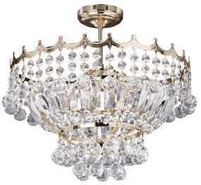 Lampadario Classico Versailles Acciaio Oro Vetro 5 Luci E14