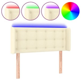 Testiera a led crema 83x16x78/88 cm in similpelle