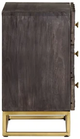 Comodino nero 40x30x50 cm in legno massello di mango