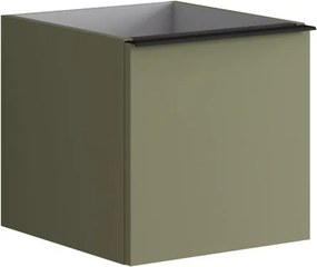Cassettiera Pixel con 1 cassetto frontale Plain laccato opaco verde salvia e maniglia alluminio nero opaco L.40 H.40 P.45,5 cm.