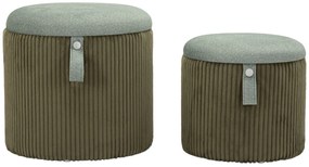 Puff C/Contenitore Bolzano Verde Set 2 Pz Ø 38X38-32X28