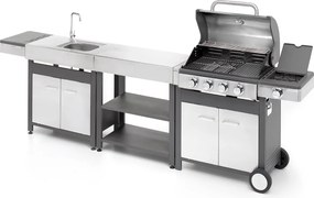 Barbecue a Gas GPL 4 Fuochi + 1 Fornello Laterale Ompagrill Indianapolis 5/B in Acciaio Inox...
