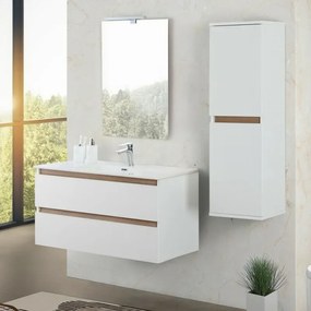 Mobile bagno sospeso 100 cm bianco e rovere con cassetti soft-close Kleo