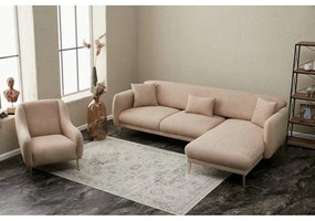 Divano angolare beige (con penisola a destra/con chaise lounge) Simena – Balcab Home
