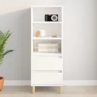 Credenza Bianco Lucido 40x36x110 cm in Legno Multistrato 821238