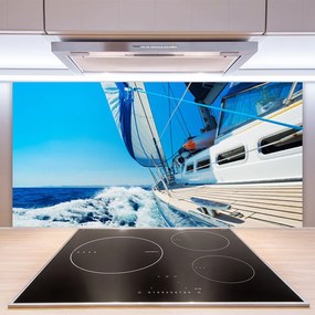 Rivestimento parete cucina Paesaggio marino in barca 100x50 cm