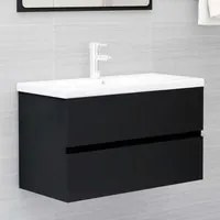 Mobile da Bagno con Lavabo Integrato Nero in Truciolato 3071640