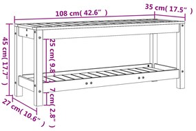 Panca da Giardino 108x35x45 cm Legno Massello Pino Impregnato