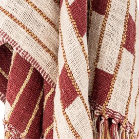 Coperta rossa e beige in misto cotone 130x160 cm Cang – Bloomingville