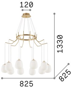 Sospensione Contemporanea Karousel Metallo Ottone 10 Luci G9 3W 3000K Luce Calda