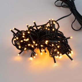 Catenaria Natalizia LED 8 GIOCHI DI LUCE 8m Cavo VERDE IP44 Colore Bianco Caldo 2200 - 2300 °K