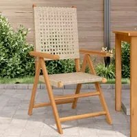 Sedie da Giardino 2 pz Beige Legno Massello Acacia e Polyrattan 367653