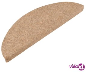 vidaXL Tappeti Adesivi per Scale 15 pz 56x17x3 cm Beige