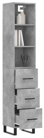 Credenza grigio cemento 34,5x34x180 cm in legno multistrato