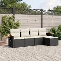 Set Divani da Giardino 5 pz con Cuscini in Polyrattan Nero 3226756