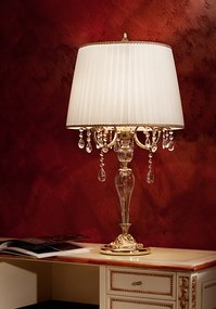 3-light table lamp in brass casting and crystal -12. T821/L3 - Gold Light and Crystal - Arredo Luce