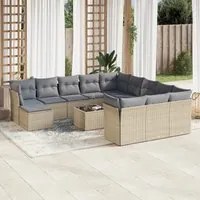 Set Divano da Giardino 13 pz con Cuscini Beige in Polyrattan 3250478