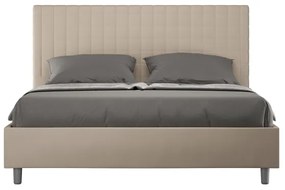 Letto matrimoniale contenitore imbottito 160x210 similpelle tortora Sunny