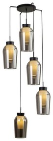 Lampadario Glamour Nora 2 nero paralume nero 5x E27 Ø63.3cm MANTRA