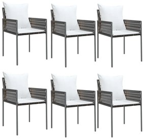 Sedie da giardino con cuscini 6pz marroni 54x61x83cm polyrattan