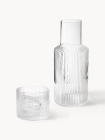 Caraffa piccola con bicchiere in vetro soffiato Ripple