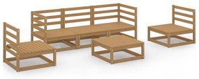 Set Divani da Giardino 6 pz Miele in Legno Massello di Pino