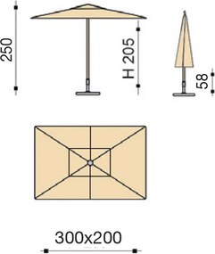 Ombrellone da Giardino 3x2 m Palo Ø38 mm in Alluminio Effetto Legno Tessuto Poliestere Trend Wood Antracite...