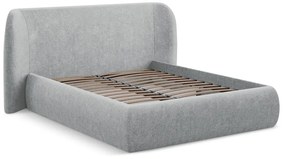 Letto matrimoniale imbottito grigio chiaro con contenitore con griglia 180x200 cm Hauke - Makamii