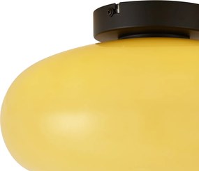 Plafoniera retrò nera con vetro giallo 30cm - Glaze