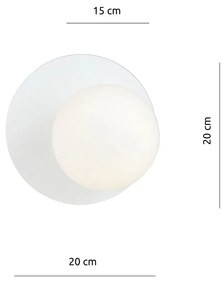 Lampada Da Parete Contemporanea Ippolita 1 Luce In Acciaio Bianco E Vetro Opalino