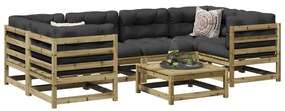 Set divani da giardino 7 pz in legno impregnato di pino