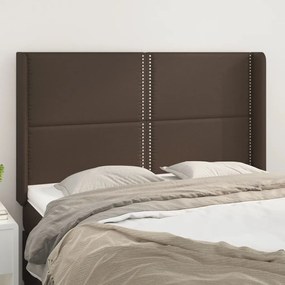 Testiera Ad Orecchio Marrone 147x16x118/128 Cm İn Similpelle /