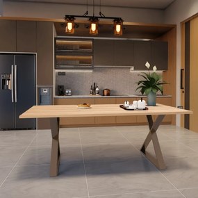 Tavolo da pranzo fisso Cross in legno grezzo di frassino marrone per 6 persone L 150 x L 90 X H 74 cm