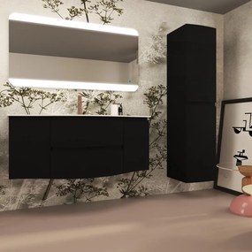 Mobile da bagno sospeso sotto lavabo L 69 x H 45 x P 48 cm nero laccato opaco, 2 cassetti BADEN HAUS Vague