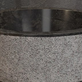 Lavabo bagno design rotondo in marmo nero 40cm |  Litos-TN40 - KAMALU
