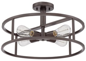 Lampadario Industrial Nordico New Harbor Acciaio Bronzo Western 4 Luci E27