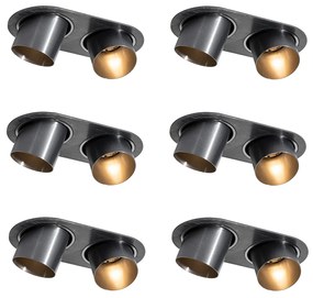 Set di 6 faretti da incasso color canna di fucile GU10 50mm 2-Luci - Installa