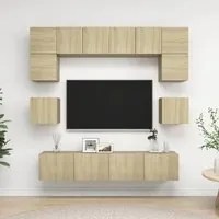 Set Porta TV 8 pz Rovere Sonoma in Truciolato 3079006