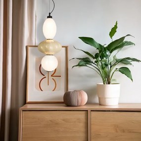 Lampadario LED a sospensione con filo ASCOLI LED/18W/230V diametro 20 cm beige