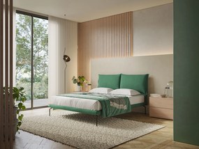 Bice letto imbottito con cuscini e piedi alti in metallo in tessuto impermeabile T02