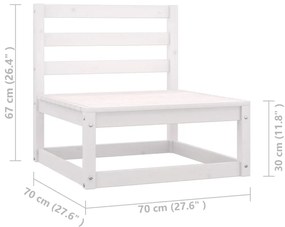 Set Salotto Giardino 8pz con Cuscini Bianco Legno Massello Pino